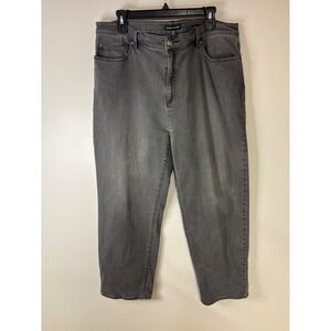 EILEEN FISHER Women's 18‎ Gray Organic Cotton Blend Cropped Straight Leg Jeans